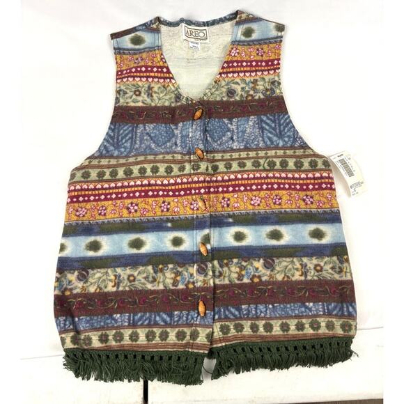 Aero Jackets & Blazers - Vintage Southwestern Vest Womens USA‎ Made Button Up Aero 1990s Small Fringe